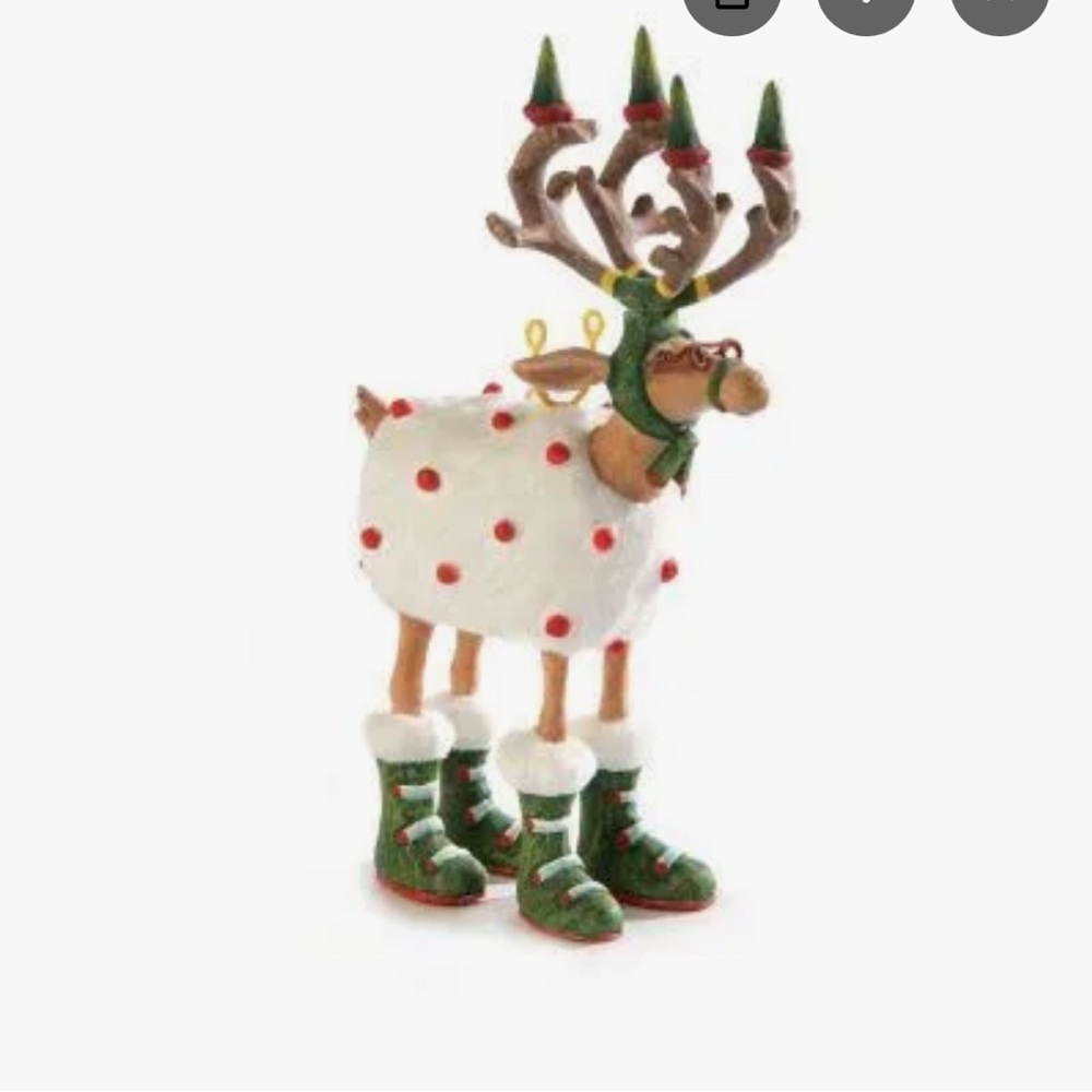MacKenzie Childs Patience Brewster Dash Away Blitzen Reindeer Mini Ornament NEW